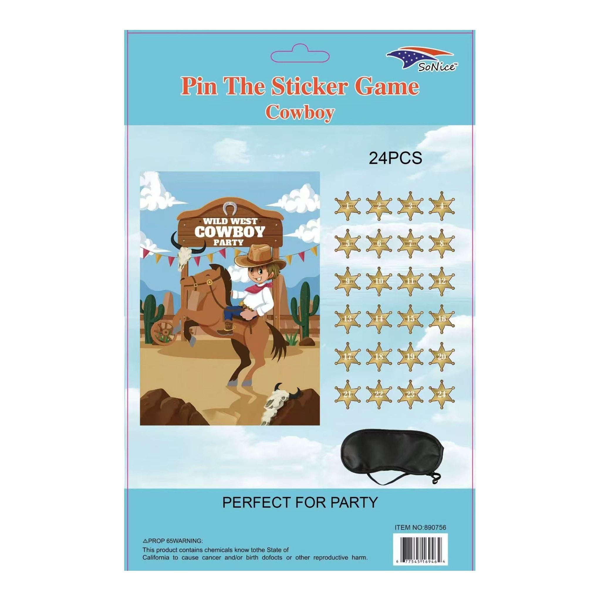 Pin The Tail Game Cowboy 96Pc.Cs
